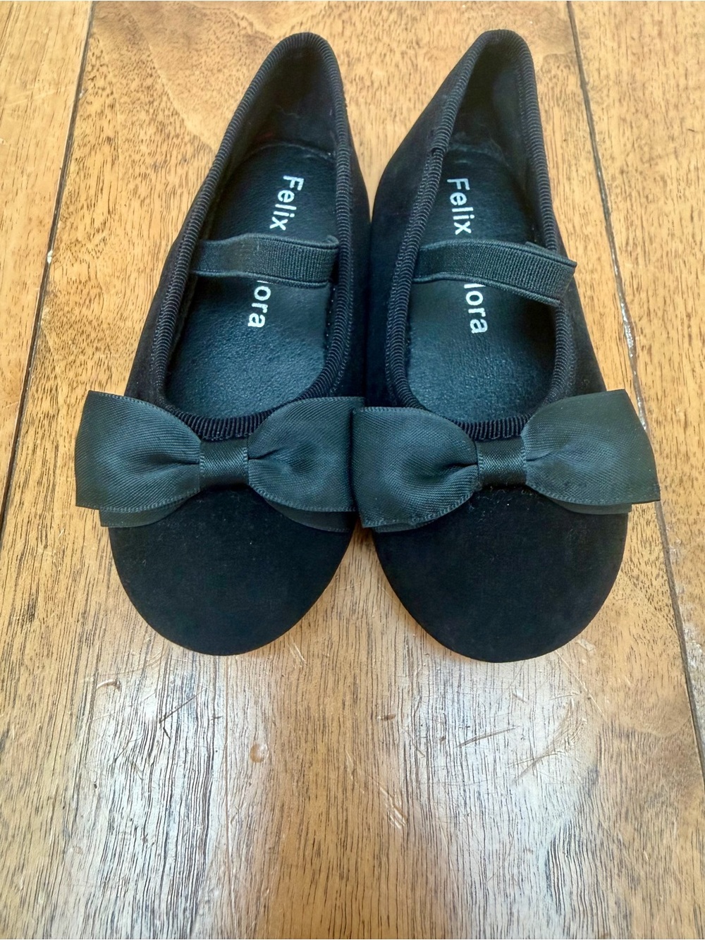 Felix & Flora Black Bow Mary Jane Flats Girls Size 7 EUC